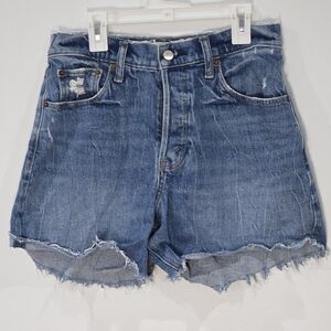 Abercrombie & Fitch Sz 26 Blue High Rise Dad Denim Cutoff Shorts